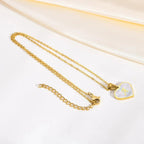 18k Pearl Heart Initial Letter Necklace