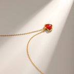 18k Romantic Dainty Red Heart Necklace