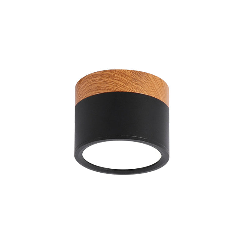 Modern Macaron Ceiling Light – Compact Metal/Wood Flush Mount Lighting for Kitchen and Bar in Yellow, Blue, and Black