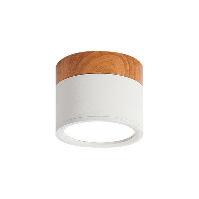 Modern Macaron Ceiling Light – Compact Metal/Wood Flush Mount Lighting for Kitchen and Bar in Yellow, Blue, and Black