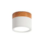 Modern Macaron Ceiling Light – Compact Metal/Wood Flush Mount Lighting for Kitchen and Bar in Yellow, Blue, and Black