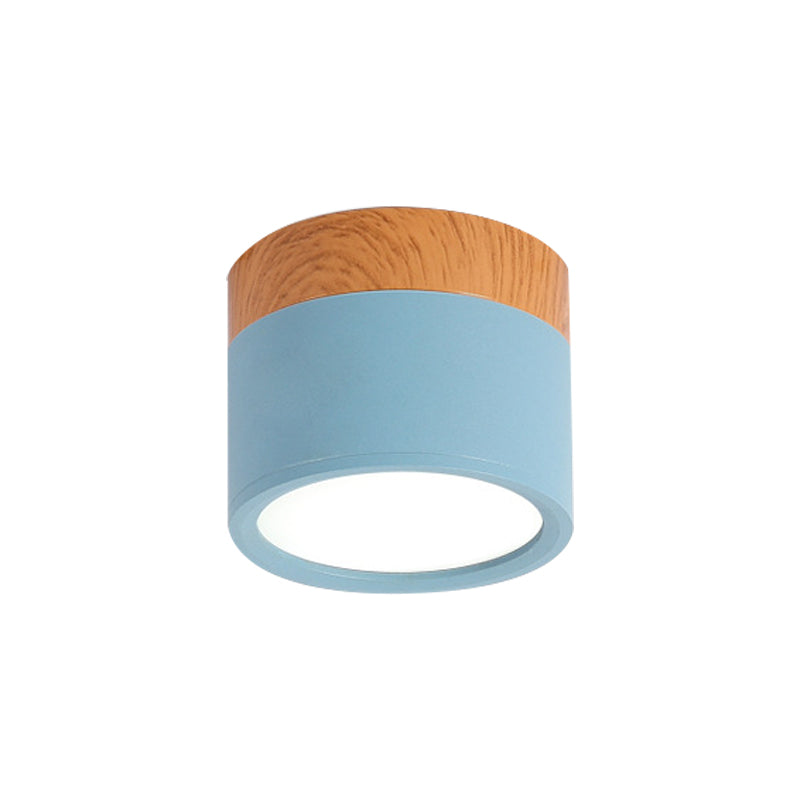 Small ceiling light Macaron metal kitchen bar recessed lighting in yellow/blue/black and wood