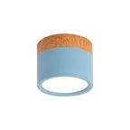 Modern Macaron Ceiling Light – Compact Metal/Wood Flush Mount Lighting for Kitchen and Bar in Yellow, Blue, and Black
