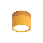 Modern Macaron Ceiling Light – Compact Metal/Wood Flush Mount Lighting for Kitchen and Bar in Yellow, Blue, and Black