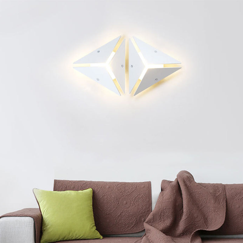 Simple Style Triangle Metal Wall Sconce Light Gold/Black/White LED Wall Light Fixture in Warm/White Light for Corridor