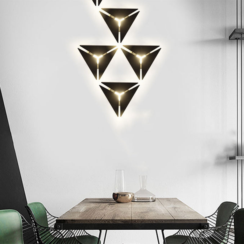 Simple Style Triangle Metal Wall Sconce Light Gold/Black/White LED Wall Light Fixture in Warm/White Light for Corridor