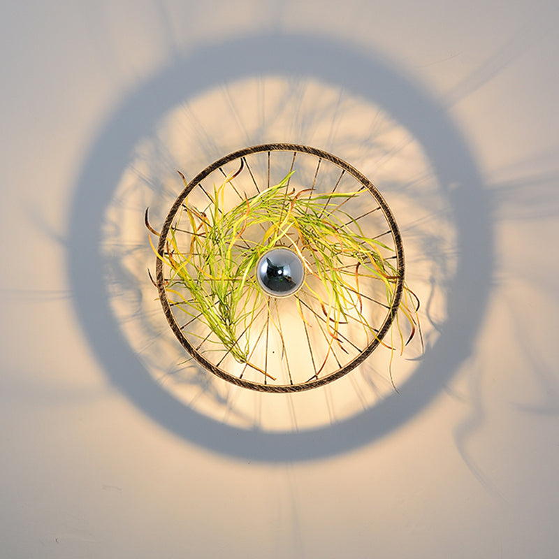 Wheel Iron LED Wall Lamp Bracket Farm Garage Plant Wall Lighting in Pink/Green/Pink Red