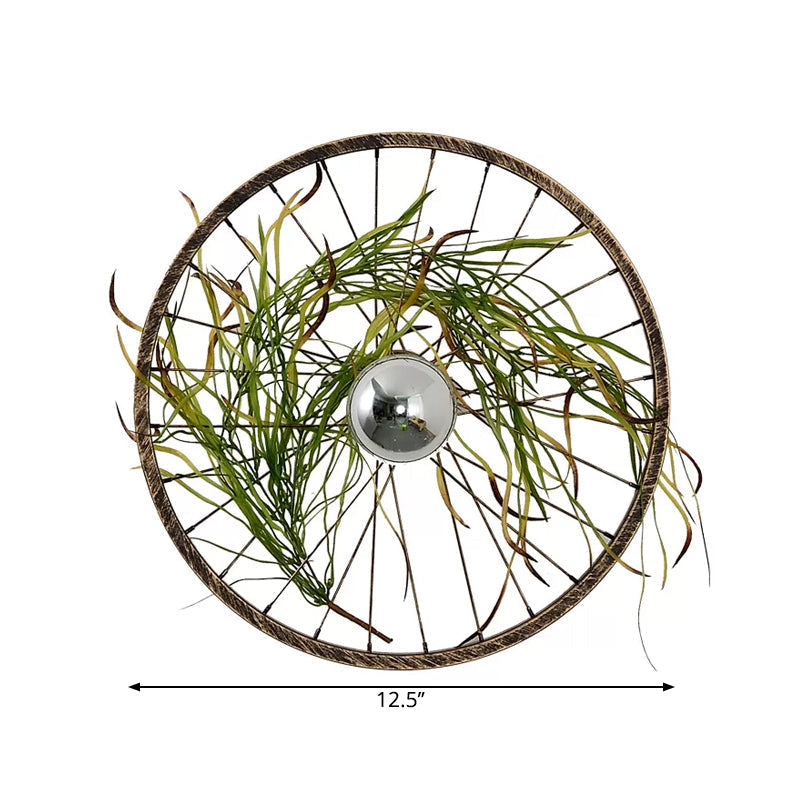Wheel Iron LED Wall Lamp Bracket Farm Garage Plant Wall Lighting in Pink/Green/Pink Red