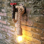 Industrial Faucet Wall Lamp 1-Light Hemp Rope Wall Mounted Lamp in Brown for Wine Bar