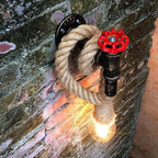 Industrial Faucet Wall Lamp 1-Light Hemp Rope Wall Mounted Lamp in Brown for Wine Bar
