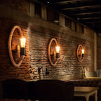 Single rope wrapped wall light farmhouse brown oval/round dining room wall mounted light with open lamp design
