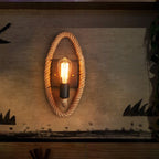 Single rope wrapped wall light farmhouse brown oval/round dining room wall mounted light with open lamp design