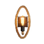 Single rope wrapped wall light farmhouse brown oval/round dining room wall mounted light with open lamp design