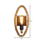 Single rope wrapped wall light farmhouse brown oval/round dining room wall mounted light with open lamp design