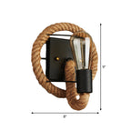 Single rope wrapped wall light farmhouse brown oval/round dining room wall mounted light with open lamp design