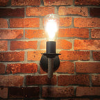 Rope wrapping Arm Wall lamp Rustic 1 head Bathroom wall-mounted lamp with Open bulb design in Black