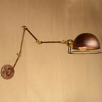 Iron Rust Wall Reading Lamp Semi-Spherical 1-Light Farmhouse Wall Mounted Lighting with Rotatable Arm and Wire Guard