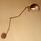 Iron Rust Wall Reading Lamp Semi-Spherical 1-Light Farmhouse Wall Mounted Lighting with Rotatable Arm and Wire Guard