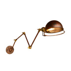 Iron Rust Wall Reading Lamp Semi-Spherical 1-Light Farmhouse Wall Mounted Lighting with Rotatable Arm and Wire Guard