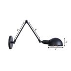 Industrial Dome-Shaped Wall Lamp Kit Single Bulb Iron Wall Mount Lighting Fixture with Swing Arm in Black, 6"+6"/12"+6" W