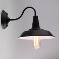 Vintage Barn Wall Lighting 10"/14" Wide 1-Light Metal Gooseneck Wall Mount Lighting in Black