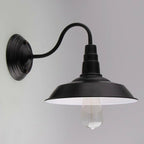 Vintage Barn Wall Lighting 10"/14" Wide 1-Light Metal Gooseneck Wall Mount Lighting in Black
