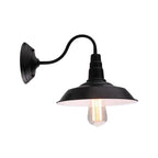 Vintage Barn Wall Lighting 10"/14" Wide 1-Light Metal Gooseneck Wall Mount Lighting in Black