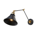 Iron Black Finish Reading Wall Lamp Roll-Edge Conical Single Industrial Plug/Plug-less Wall Lighting with Swingarm