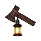 Oval/Fish-shaped Wooden Wall Sconce Light Rustic 1 Head Kitchen Wall-mounted Lamp with Candle/Lantern in Brown