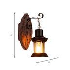 Oval/Fish-shaped Wooden Wall Sconce Light Rustic 1 Head Kitchen Wall-mounted Lamp with Candle/Lantern in Brown