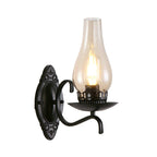 Single-arm Wall Light Industrial Hall Wall Light with Kerosene Clear/Frosted Glass Shade in Copper/Bronze