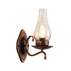 Single-arm Wall Light Industrial Hall Wall Light with Kerosene Clear/Frosted Glass Shade in Copper/Bronze
