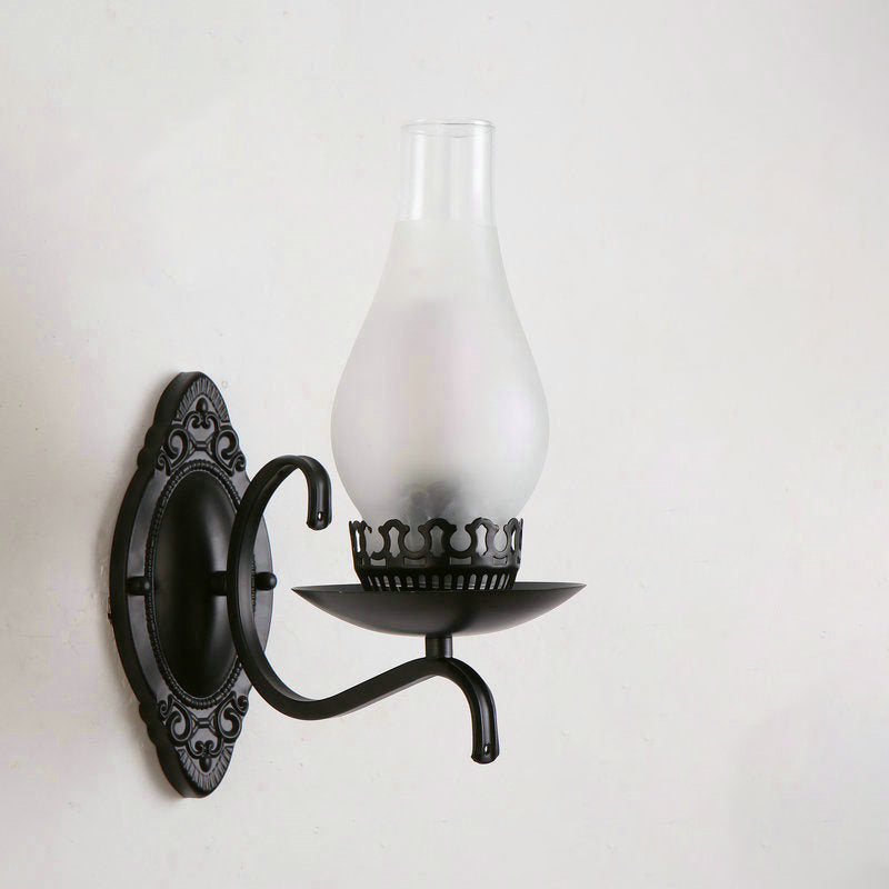 Single-arm Wall Light Industrial Hall Wall Light with Kerosene Clear/Frosted Glass Shade in Copper/Bronze