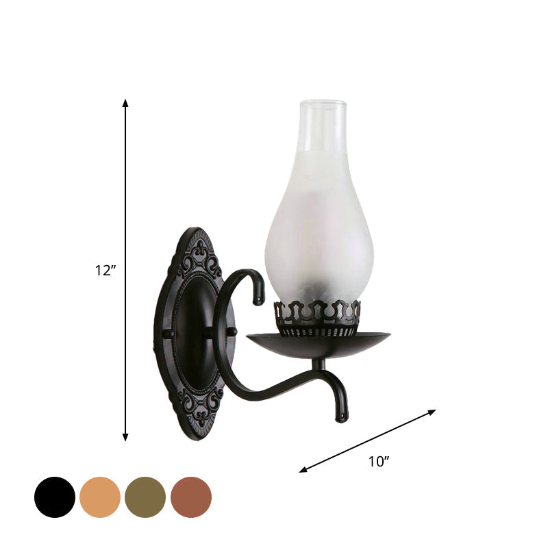 Single-arm Wall Light Industrial Hall Wall Light with Kerosene Clear/Frosted Glass Shade in Copper/Bronze