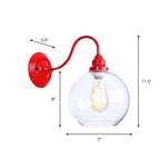 Iron Red Wall Lighting Kit Gooseneck 1 Bulb Loft Style Wall Lighting with Cone/Sphere/Bell Clear Glass Shade