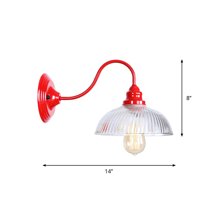 Iron Red Wall Lighting Kit Gooseneck 1 Bulb Loft Style Wall Lighting with Cone/Sphere/Bell Clear Glass Shade