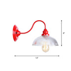 Iron Red Wall Lighting Kit Gooseneck 1 Bulb Loft Style Wall Lighting with Cone/Sphere/Bell Clear Glass Shade