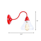 Iron Red Wall Lighting Kit Gooseneck 1 Bulb Loft Style Wall Lighting with Cone/Sphere/Bell Clear Glass Shade