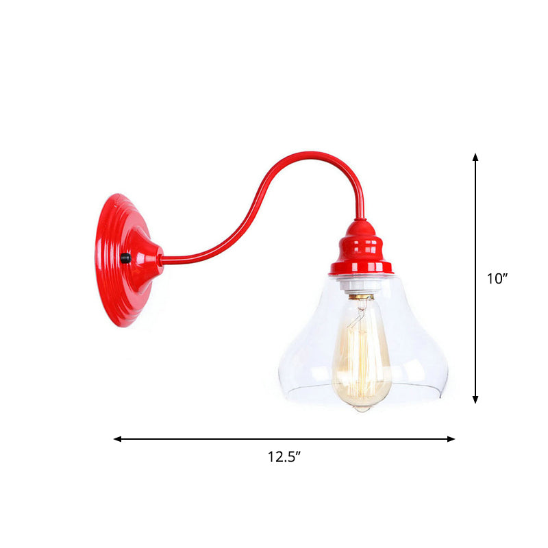 Iron Red Wall Lighting Kit Gooseneck 1 Bulb Loft Style Wall Lighting with Cone/Sphere/Bell Clear Glass Shade