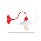 Iron Red Wall Lighting Kit Gooseneck 1 Bulb Loft Style Wall Lighting with Cone/Sphere/Bell Clear Glass Shade
