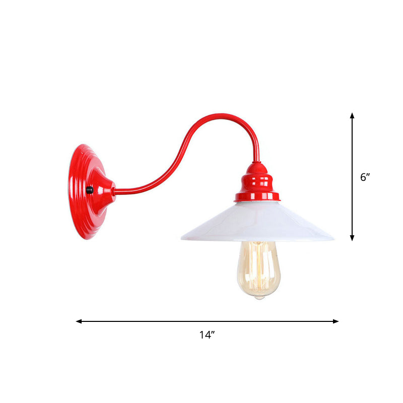 Iron Red Wall Lighting Kit Gooseneck 1 Bulb Loft Style Wall Lighting with Cone/Sphere/Bell Clear Glass Shade