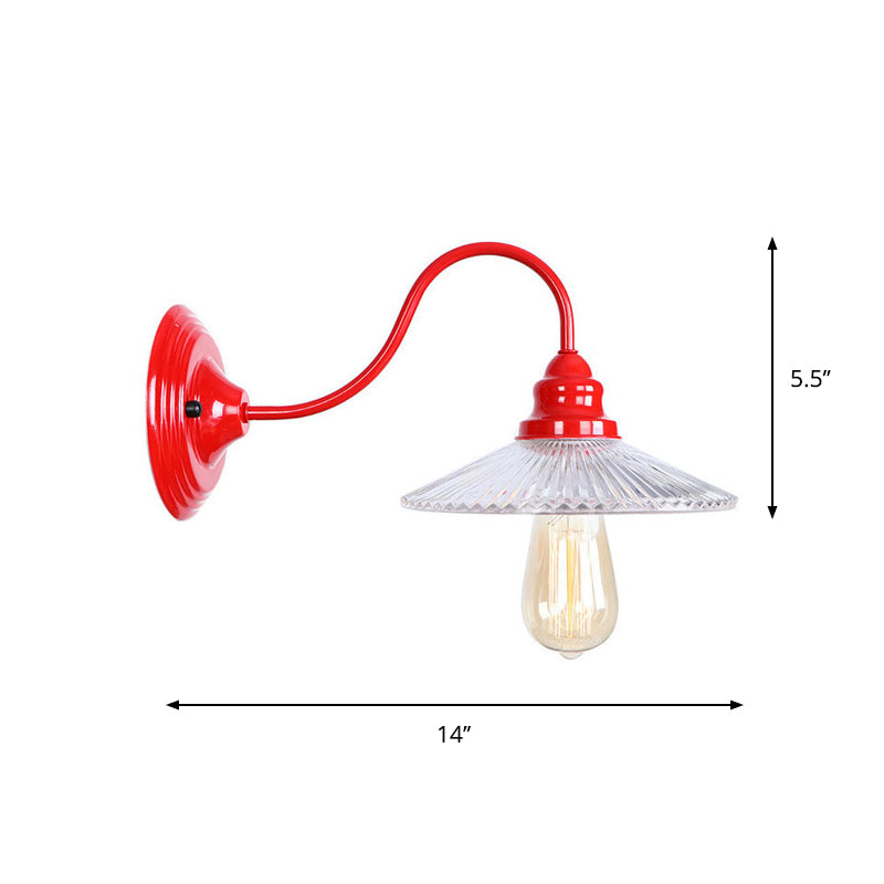 Iron Red Wall Lighting Kit Gooseneck 1 Bulb Loft Style Wall Lighting with Cone/Sphere/Bell Clear Glass Shade