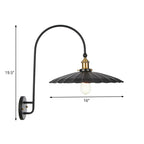 Iron Barn/Bowl/Wave Cut Wall Light Kit Vintage 1 Bulb Nightstand Reading Wall Lamp with Curved Arm in Black