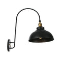 Iron Barn/Bowl/Wave Cut Wall Light Kit Vintage 1 Bulb Nightstand Reading Wall Lamp with Curved Arm in Black