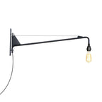 Industrial Scalloped/Exposed Wall Lamp 1/2-Light Iron Plug-in Wall Mounted Lighting with Long Swing Arm in Black
