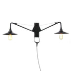 Industrial Scalloped/Exposed Wall Lamp 1/2-Light Iron Plug-in Wall Mounted Lighting with Long Swing Arm in Black