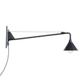Industrial Scalloped/Exposed Wall Lamp 1/2-Light Iron Plug-in Wall Mounted Lighting with Long Swing Arm in Black