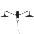 Industrial Scalloped/Exposed Wall Lamp 1/2-Light Iron Plug-in Wall Mounted Lighting with Long Swing Arm in Black