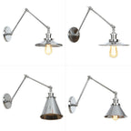 Saucer/Cone/Horn Nightstand Reading Wall Lamp Factory Metal Single 6"/8" W Chrome Wall-Mounted Light Fixture with Rotatable Arm