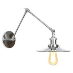 Saucer/Cone/Horn Nightstand Reading Wall Lamp Factory Metal Single 6"/8" W Chrome Wall-Mounted Light Fixture with Rotatable Arm